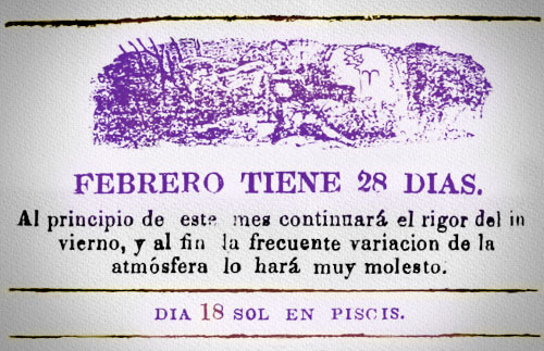 Portadilla de Calendarios del siglo XIX