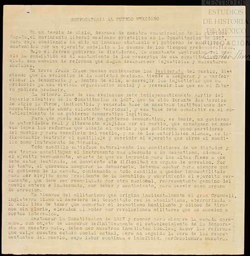 Imagen de Proyecto de manifiesto del General Felipe Ángeles (atribuido)