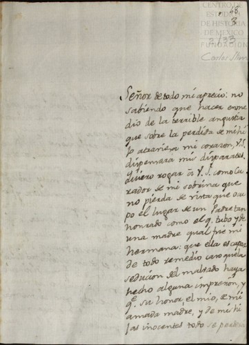 Imagen de Carta de Agustín Pomposo Fernández al oidor Miguel Bataller suplicándole clemencia en el juicio a su sobrina Leona Vicario (atribuido)