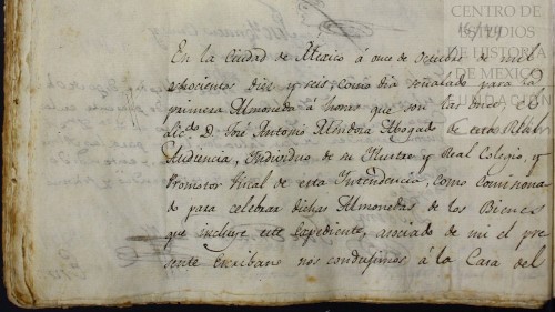Imagen de Acta de la primera almoneda de los bienes de Leona Vicario (atribuido)