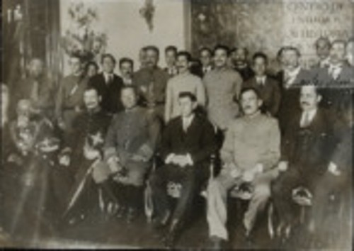 Imagen de El Presidente de la Huerta, con los Grales. Camacho, Hill, Calles y Alvarado, después del desfile (atribuido)