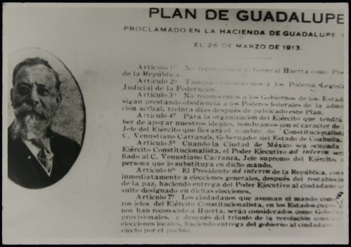 Imagen de Plan de Guadalupe, tal como circuló en los estados del norte los primeros días de abril de 1913 (atribuido)