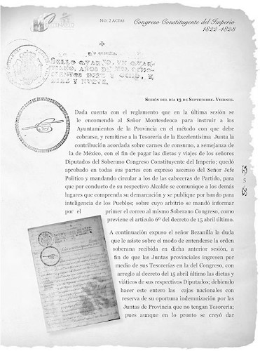 Imagen de No. 2 Actas. Congreso Constituyente del Imperio 1822-1823. Sesión del día 13 de septiembre. Viernes (propio), Segundo libro de Actas de la Excelentísima Diputación Provincial (atribuido)