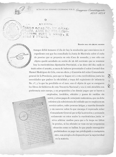 Imagen de Actas de las sesiones celebradas por el Congreso Constituyente 1823-1824. Sesión del día 29 de agosto (propio), Tercer libro de Actas de la Excelentísima Diputación Provincial (atribuido)