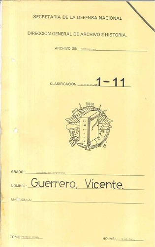 Imagen de Expediente Vicente Guerrero Tomo I (propio)
