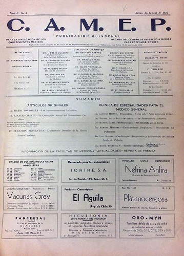 Imagen de Sumario (propio), C.A.M.E.P. Para la divulgación de los conocimientos médicos: Órgano del Centro de Asistencia Médica para Enfermos Pobres (alternativo)