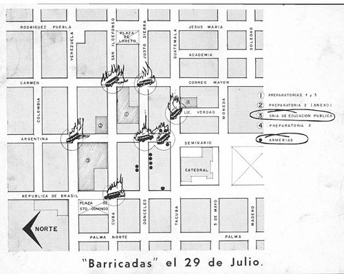Imagen de Plano de los enfrentamientos de estudiantes y granaderos del 29 de julio de 1968 (propio)