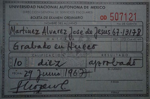 Imagen de Boleta de calificaciones de la Academia de San Carlos. Grabado en hueco (atribuido)