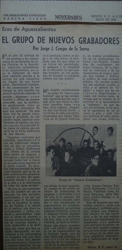Imagen de Artículo del periódico Novedades sobre el grupo Nuevos Grabadores en el periódico Novedades (atribuido)