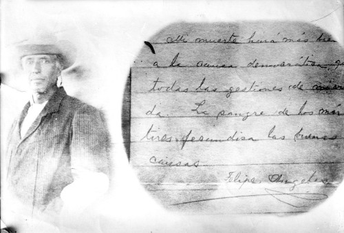 Imagen de Carta de Felipe Ángeles con doble exposición de fotografía a un lado