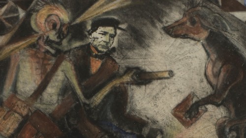 Imagen de Juárez en bicicleta entregando cartas con la muerte (propio)