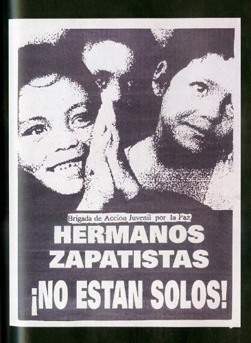 Imagen de Cartel Brigada de Acción Juvenil por la paz Hermanos Zapatistas ¡No están solos! (atribuido)
