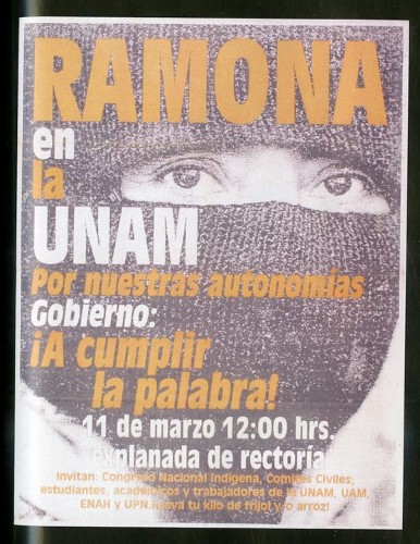 Imagen de Cartel Ramona en la UNAM por nuestras autonomías Gobierno: ¡A cumplir la palabra! (atribuido)