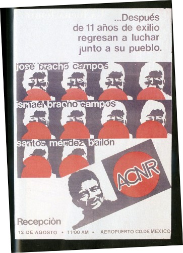 Imagen de Cartel … Después de 11 años de exilio regresan a luchar junto a su pueblo ACNR (atribuido)