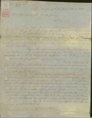 Imagen de Expediente 092: Carta de Antonio Ochoa al Presidente Juárez