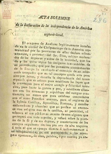 Imagen de Acta solemne de la declaración de la Independencia de la América Septentrional