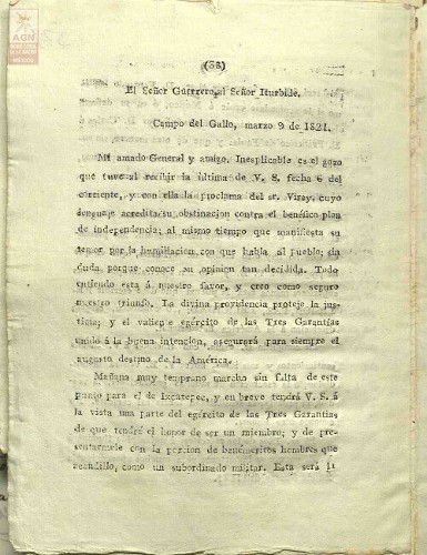 Imagen de Carta de Vicente Guerrero a Agustín de Iturbide