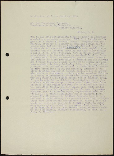 Imagen de Informe del Gral. Pablo González sobre la muerte de Emiliano Zapata