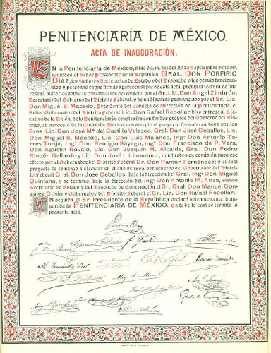 Imagen de Penitenciaría de México: acta de inauguración (propio)