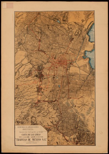 Imagen de Carta de las Líneas de "Los Tranvías de México, S. A."