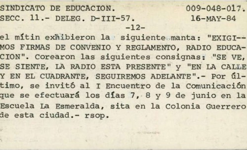 Imagen de Sindicato de Educación. Sección 11. Delegación D-III-57