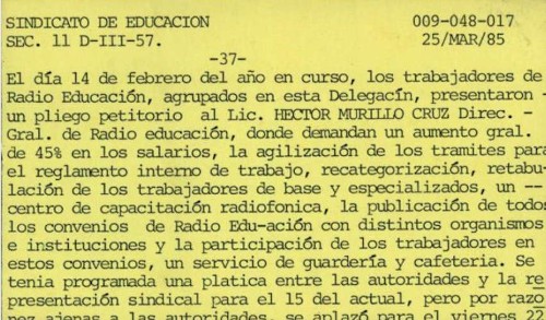 Imagen de Sindicato de Educación. Sección 11. Delegación D-III-57
