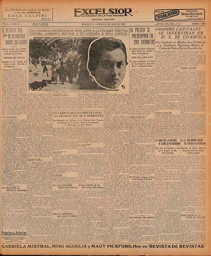 Imagen de Una cariñosa recepción se hizo ayer a la célebre poetisa chilena, Gabriela Mistral a su llegada a esta capital (propio)