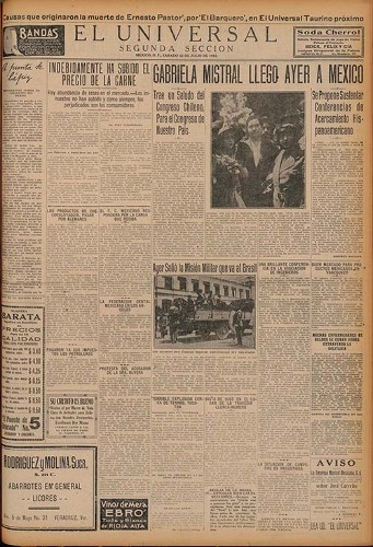 Imagen de Gabriela Mistral llegó ayer a México (propio)