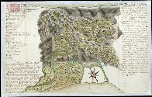 Imagen de Plano iconográfico que demuestra la dirección y vientos de los pueblos, ríos, montes y caminos que se hayan entre los dos mares de Norte y Sur y Reino de Guatemala (atribuido)