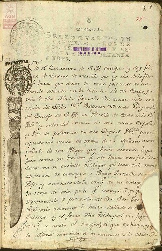 Imagen de Cuchillo. Queja de Petra Zárate contra José Contreras, soldado alabardero (atribuido)