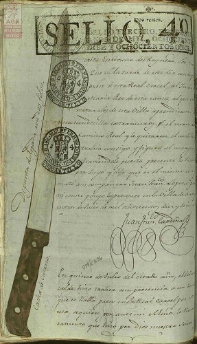 Imagen de Cuchillo, en expediente sobre homicidio (atribuido)