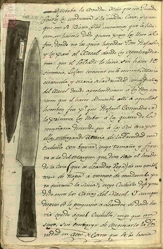 Imagen de Cuchillo con vaina, en expediente sobre fuga de reos (atribuido)
