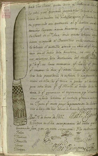 Imagen de Cuchillo o belduque, en expediente sobre faltas a la autoridad (atribuido)