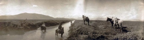 Imagen de Vista del canal de la Yerba Buena construido en terrenos desecados de la Ciénega de Zacapú, utilizado para riego y desalojo de aguas (atribuido)