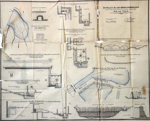 Imagen de Plano de detalle de las obras hidráulicas para el aprovechamiento de las aguas del río Tepic (propio)