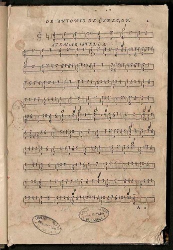 Imagen de Obras de musica para tecla, arpa y vihuela de Antonio de Cabeçon, Musico de la camara y capilla del Rey Don Philippe nuestro Señor; Recopiladas y puestas en cifra por Hernando de Cabeçon su hijo, ansi mesmo Musico de camara y capilla de su Magestad (propio), Compendio de musica de Antonio de Cabezón (alternativo)