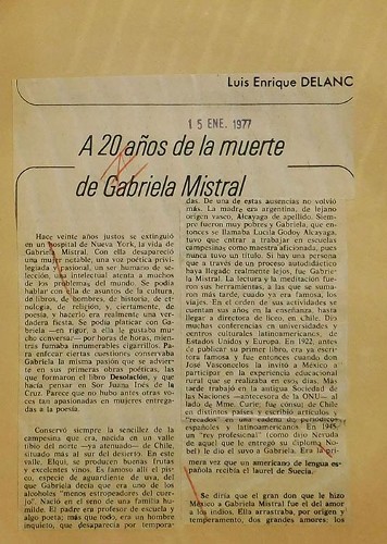 Imagen de A 20 años de la muerte de Gabriela Mistral (propio)