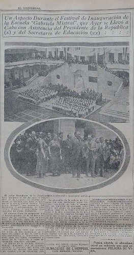 Imagen de Un aspecto durante el festival de inauguración de la Escuela Gabriela Mistral, que ayer se llevó a cabo con asistencia del presidente de la república y del secretario de Educación (propio)