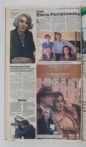 Imagen de Hoy en Cajeme: Elena Poniatowska (propio), Tribuna del Yaqui (alternativo)
