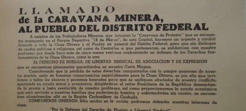 Imagen de Llamado de la Caravana minera, al pueblo del Distrito Federal (propio)