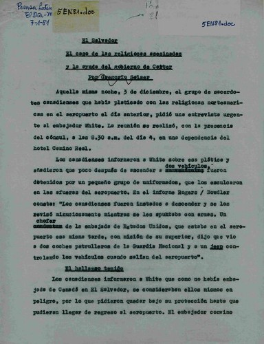 Imagen de El caso de las religiosas asesinadas y la ayuda del gobierno de Carter (propio)