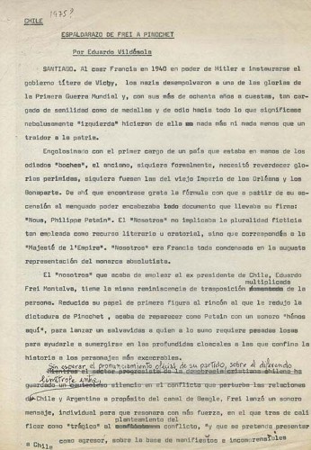 Imagen de Espaldarazo de Frei a Pinochet (propio)