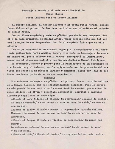 Imagen de Homenaje a Neruda y Allende en el recital de Óscar Chávez (atribuido)