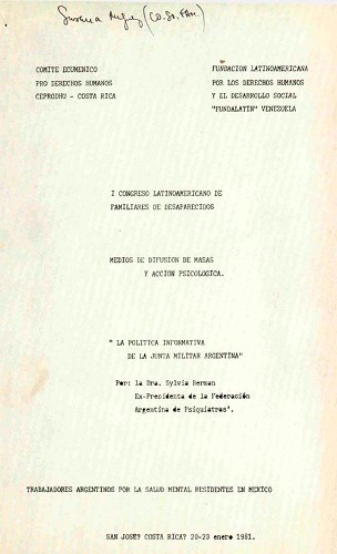 Imagen de Primer congreso de familiares de desaparecidos en Argentina (atribuido)