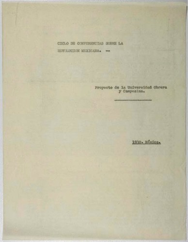 Imagen de Conferencias sobre la Revolución mexicana (atribuido)