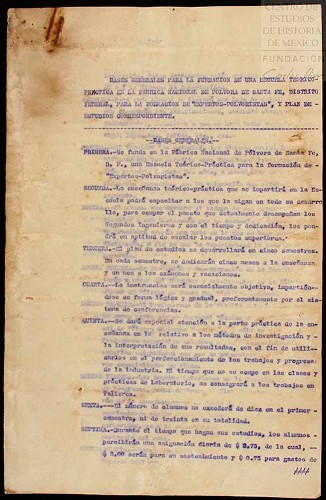 Imagen de Bases para la fundación de una Escuela en la Fábrica Nacional de Pólvora, que forme Expertos polvoristas. Se expone el posible Plan de Estudio (atribuido)