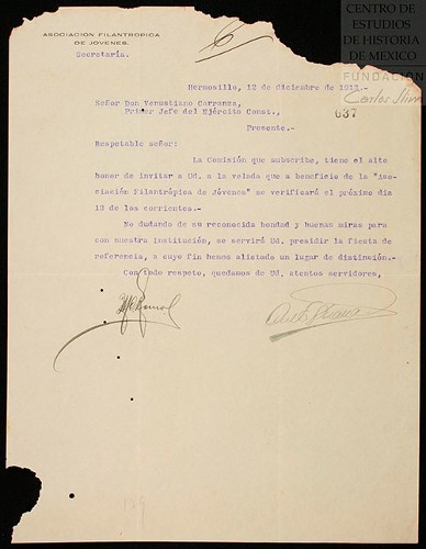 Imagen de Carta firmada por la "Asociación Filantrópica de Jóvenes" en la que se le extiende invitación a la velada de dicha asociación (atribuido)