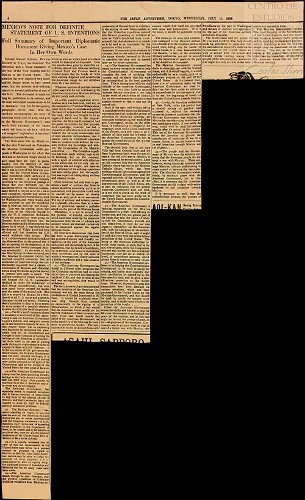Imagen de Una nota de México para definir las intenciones de Estados Unidos. Se publica un resumen de la nota enviada por el Gobierno Mexicano al de los Estados Unidos con motivo de los sucesos de Columbus (atribuido)