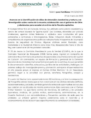 Imagen de Avances en la identificación de sitios de detención clandestina y tortura y en investigación sobre vuelos de la muerte; colaboración con el gobierno de Chile y obstáculos para acceder al archivo de la Fiscalía capitalina (propio)