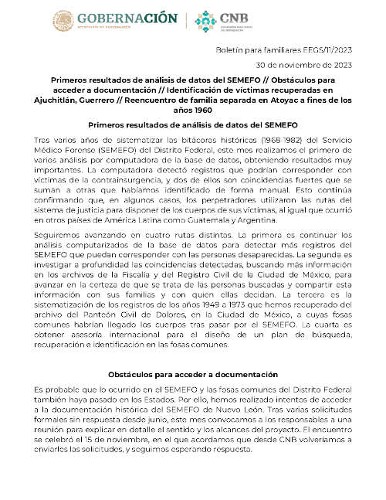 Imagen de Primeros resultados de análisis de datos del SEMEFO; Obstáculos para acceder a documentación; Identificación de víctimas recuperadas en Ajuchitlán, Guerrero; Reencuentro de familia separada en Atoyac a fines de los años 1960 (propio)